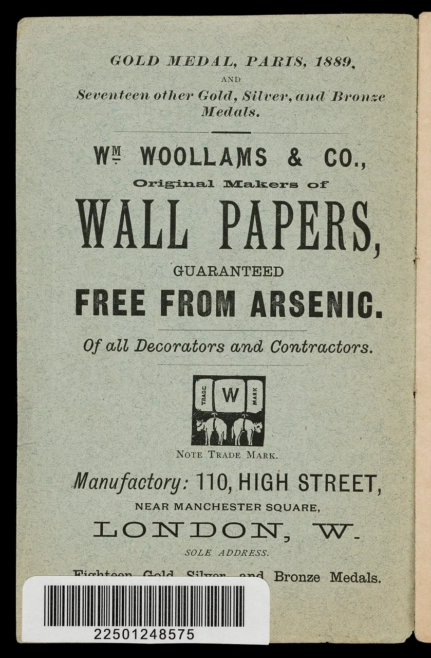 An advertisement for “complexion wafers” with arsenic in the composition