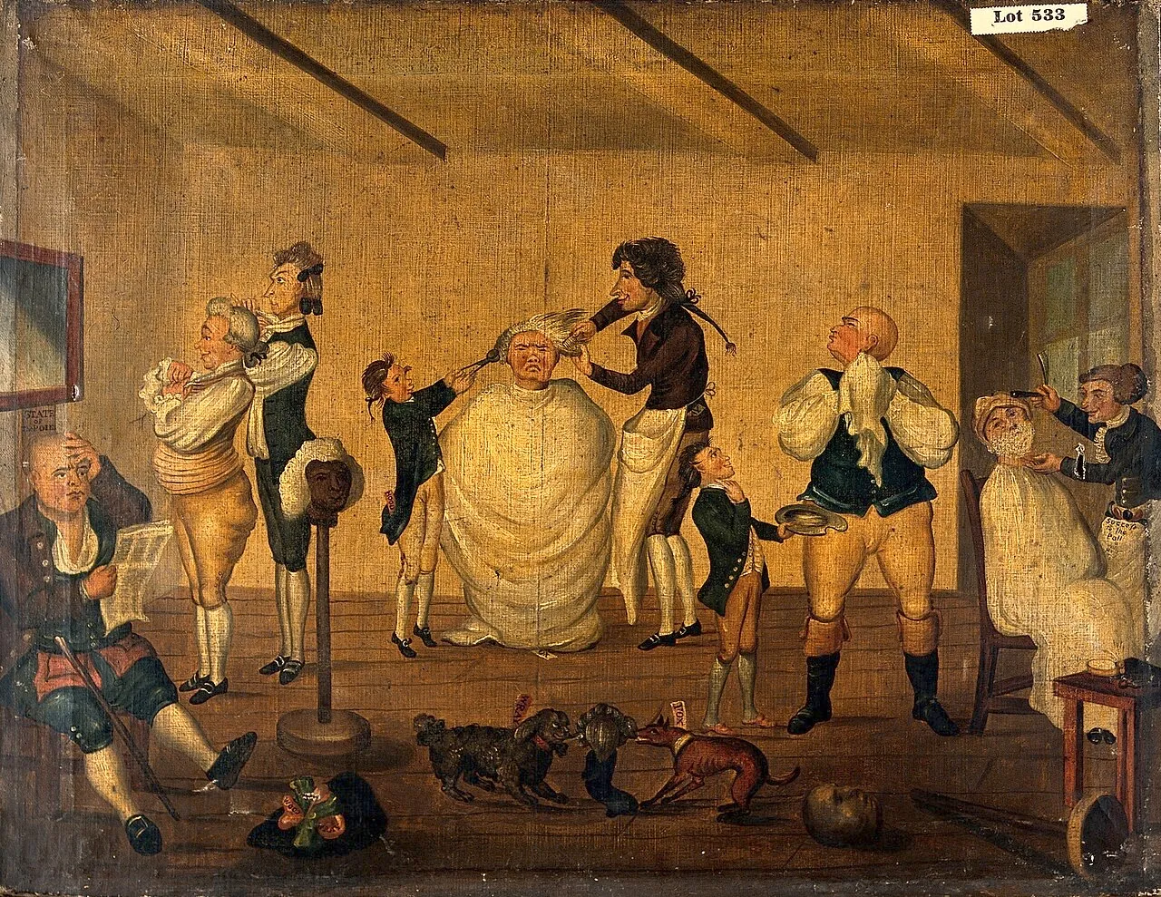 (2) A caricature of a hairdresser