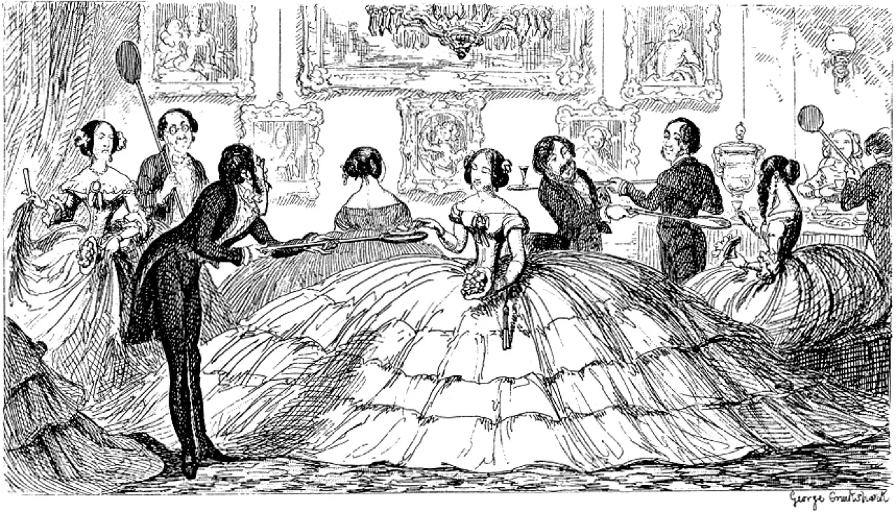 A crinoline caricature: a favourite theme of 1860s satirists