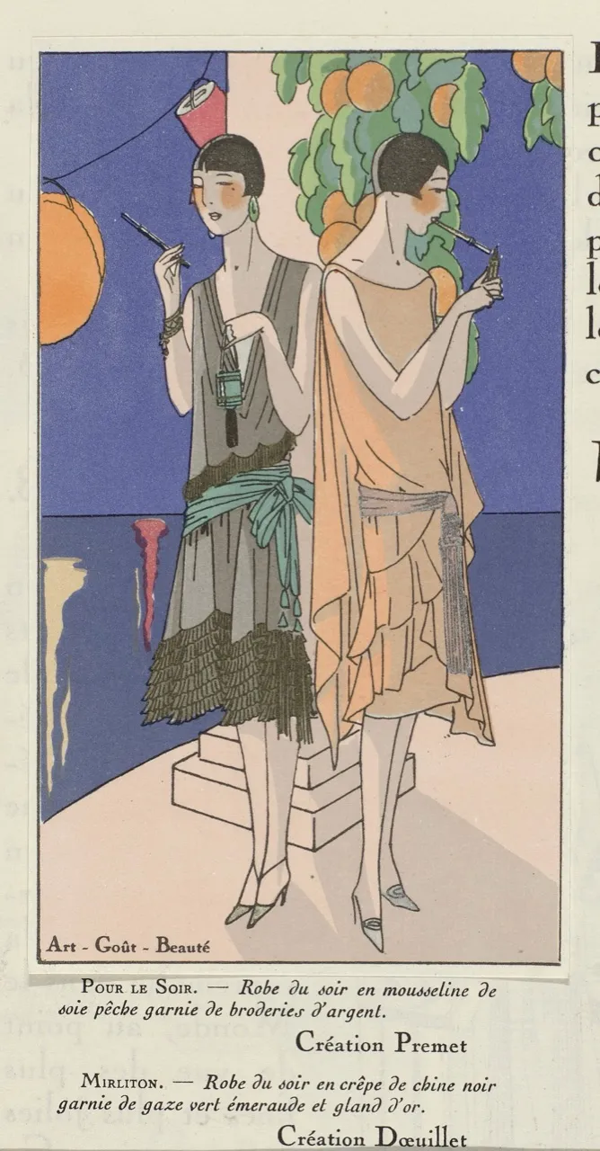 A fashion illustration of the 1920s: the flat, bright colours of pochoir